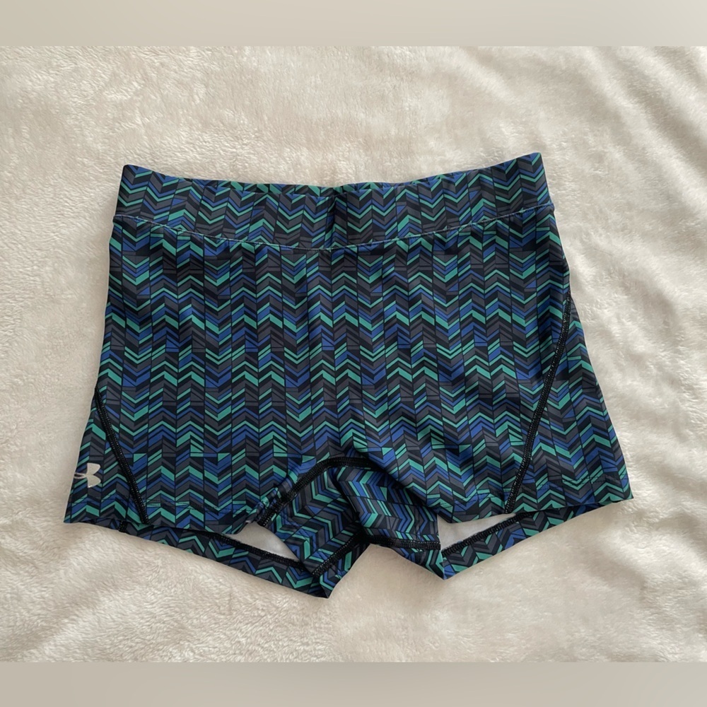Under Armour spandex blue and green herringbone pattern